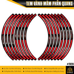 Tem dán vành phản quang RYH TV20 Đỏ Đen