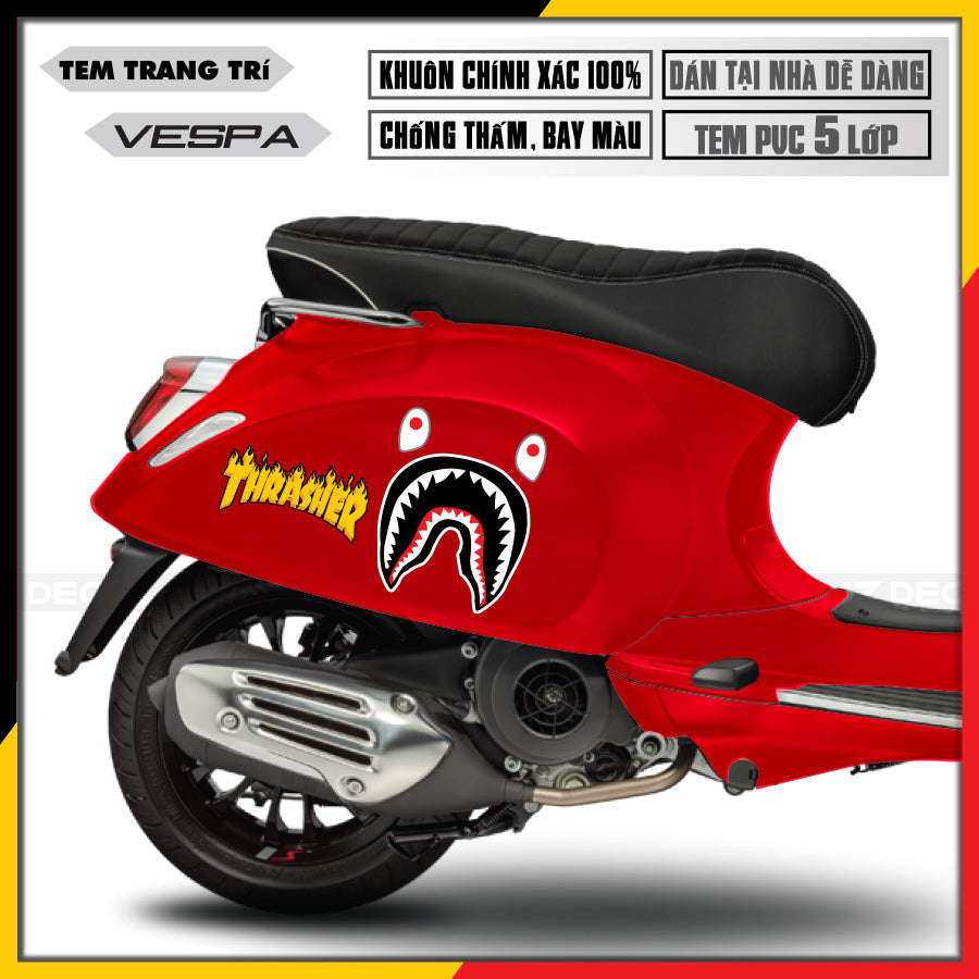 Decal Vespa Đỏ Thrasher