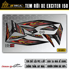 Chi tiết mẫu tem xe Exciter 150 đẹp ngọn lửa