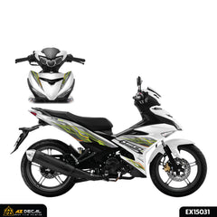 Tem rời Exciter 150 phong cách ngọn lửa xanh xám dán xe Ex 150 trắng