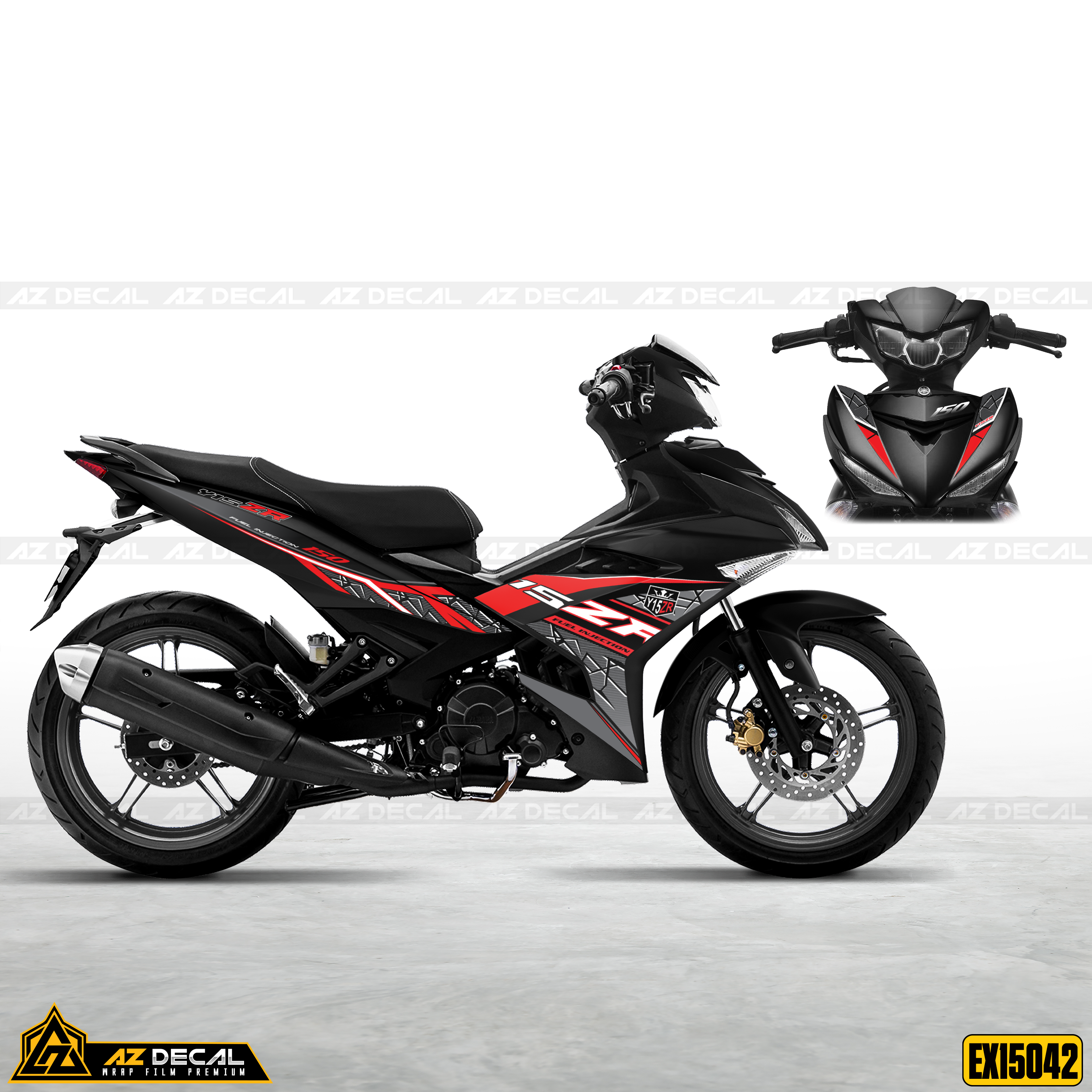 Mẫu dán xe Ex150 màu đen đỏ xám đẹp