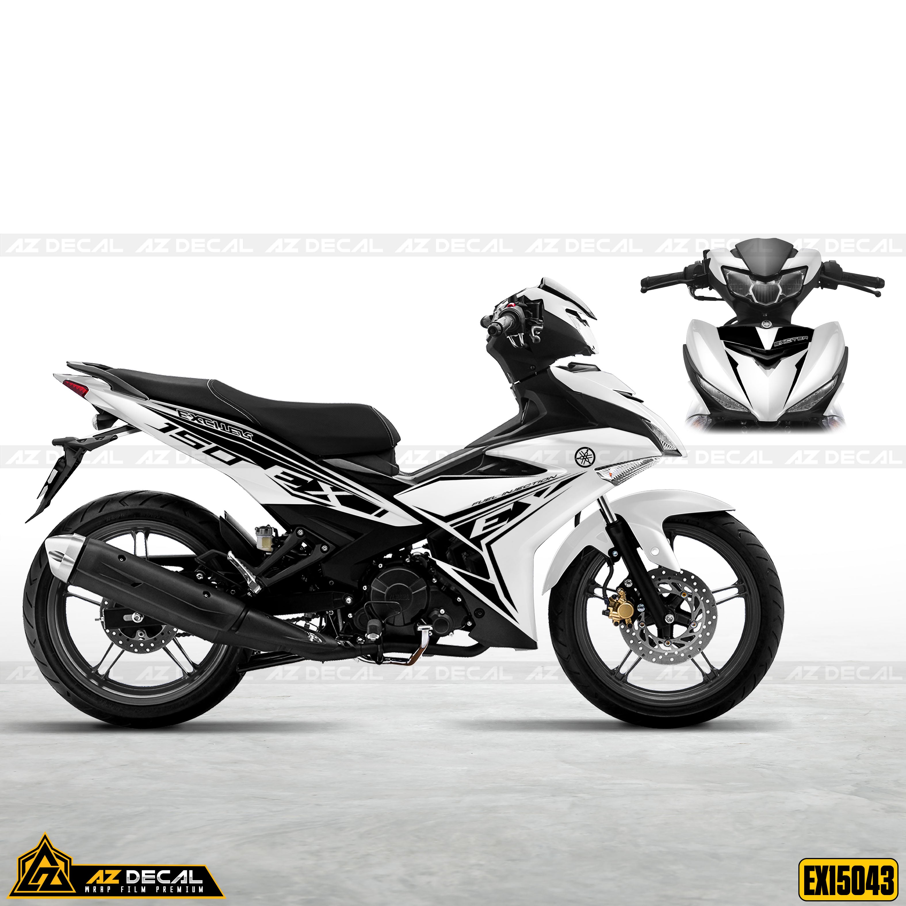 Decal dán Ex 150 đẹp màu đen trắng