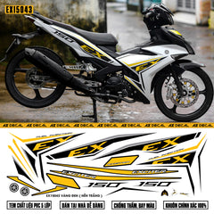 Ảnh thực tế mẫu tem rời Exciter 150 đen vàng trắng