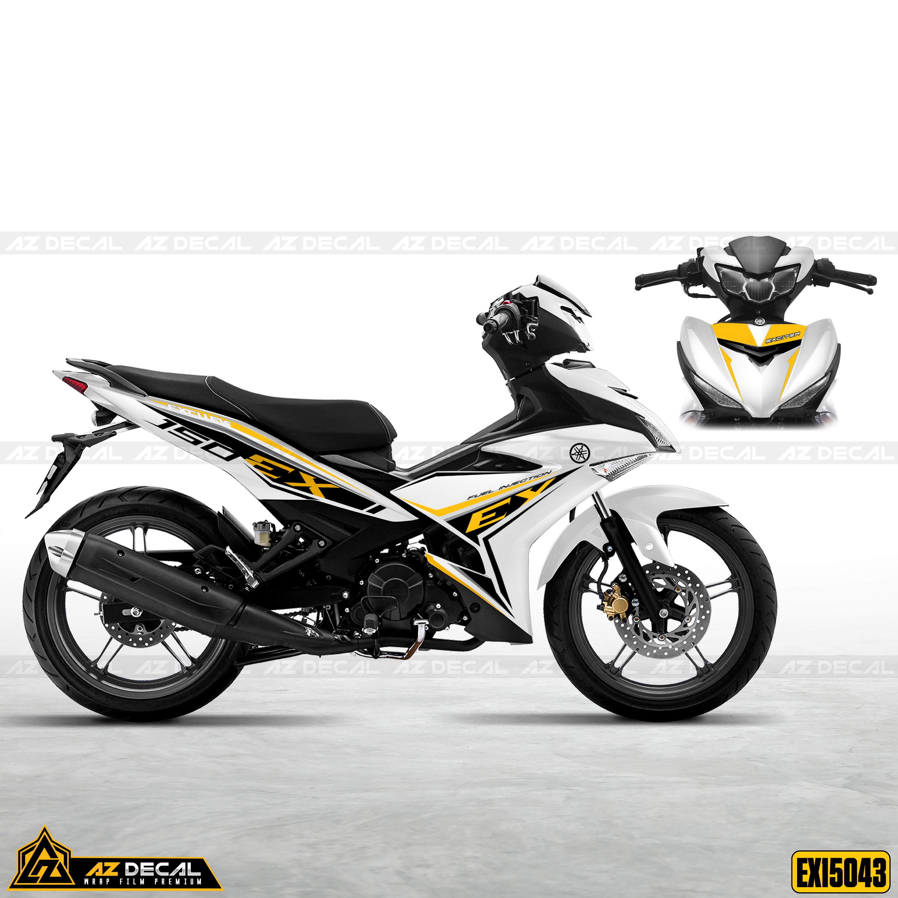 Tem dán xe Exciter 150 màu trắng đen vàng