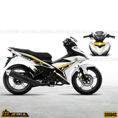 Tem dán xe Exciter 150 màu trắng đen vàng