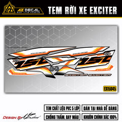 Tem xe Exciter 150 cam trắng