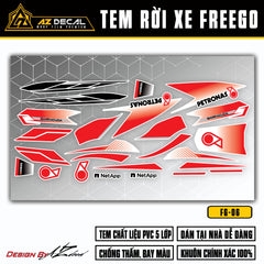 Đề can dán xe FreeGO trắng màu đỏ đen thiết kế đẹp