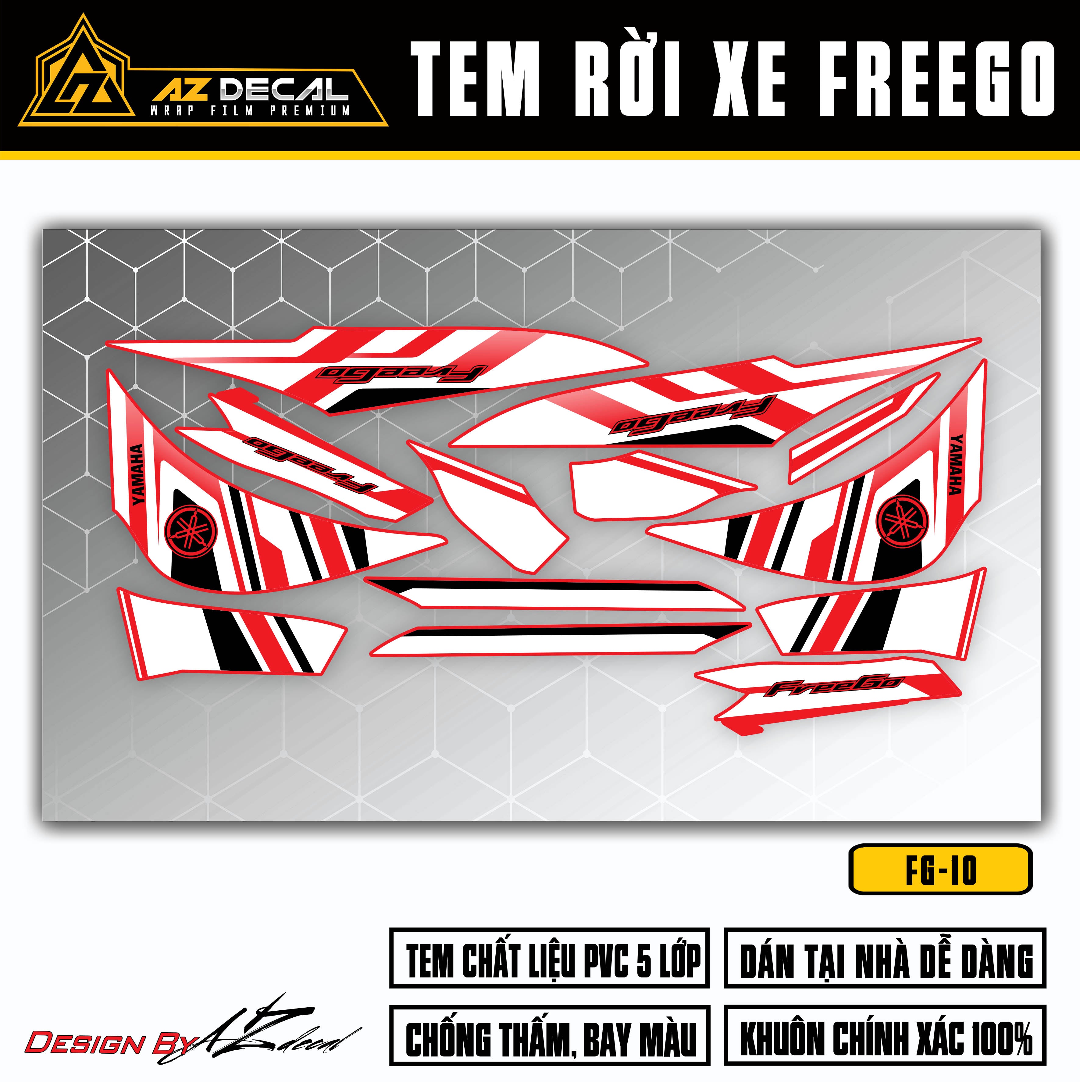 Chi tiết tem rời xe FreeGo 125 / S màu trắng (nền đỏ)