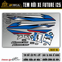 Tem xe Future 125 Fi xanh trắng dán xe đen