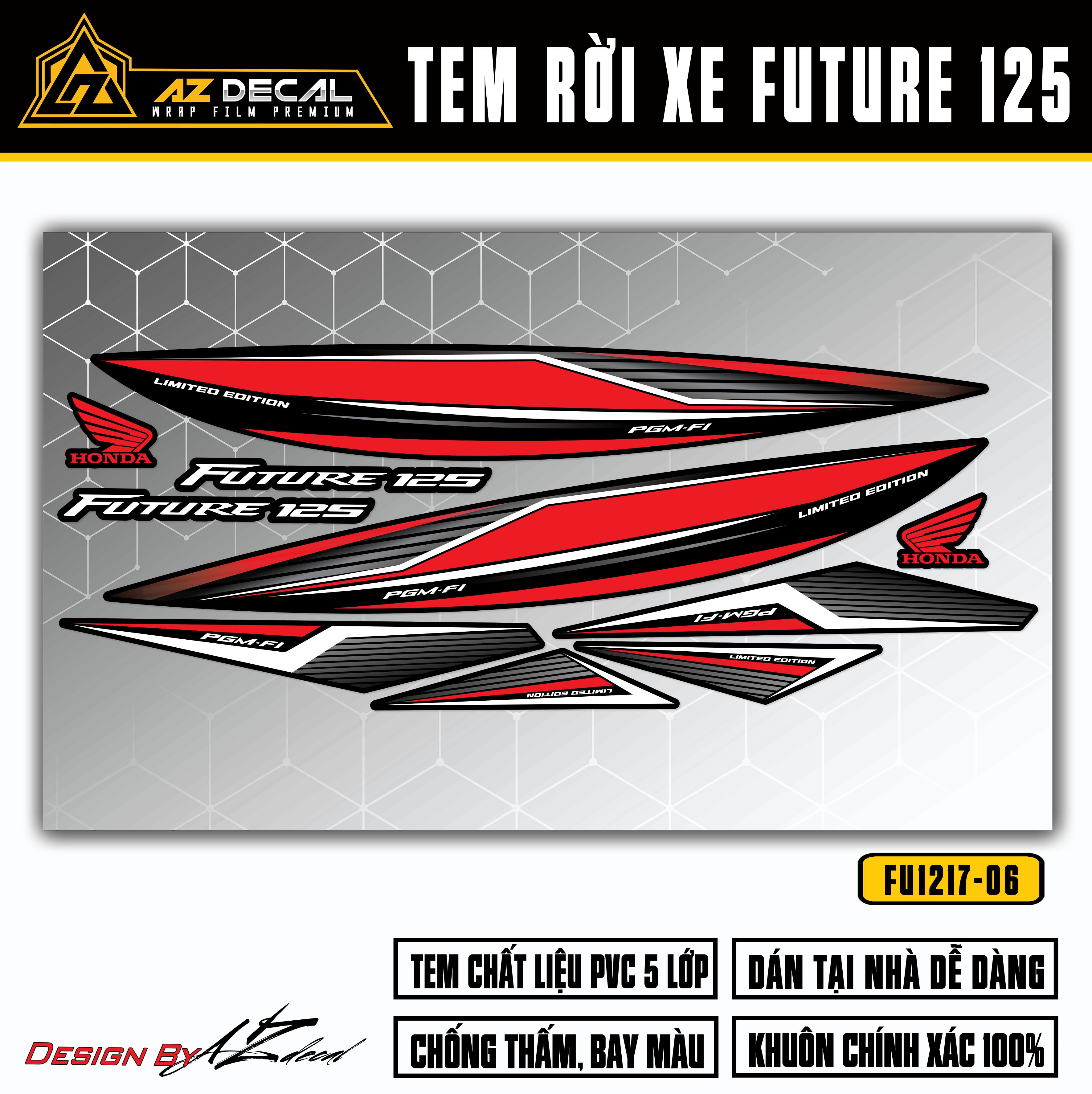 Tem xe Future 125 Fi màu đỏ xám nền đen