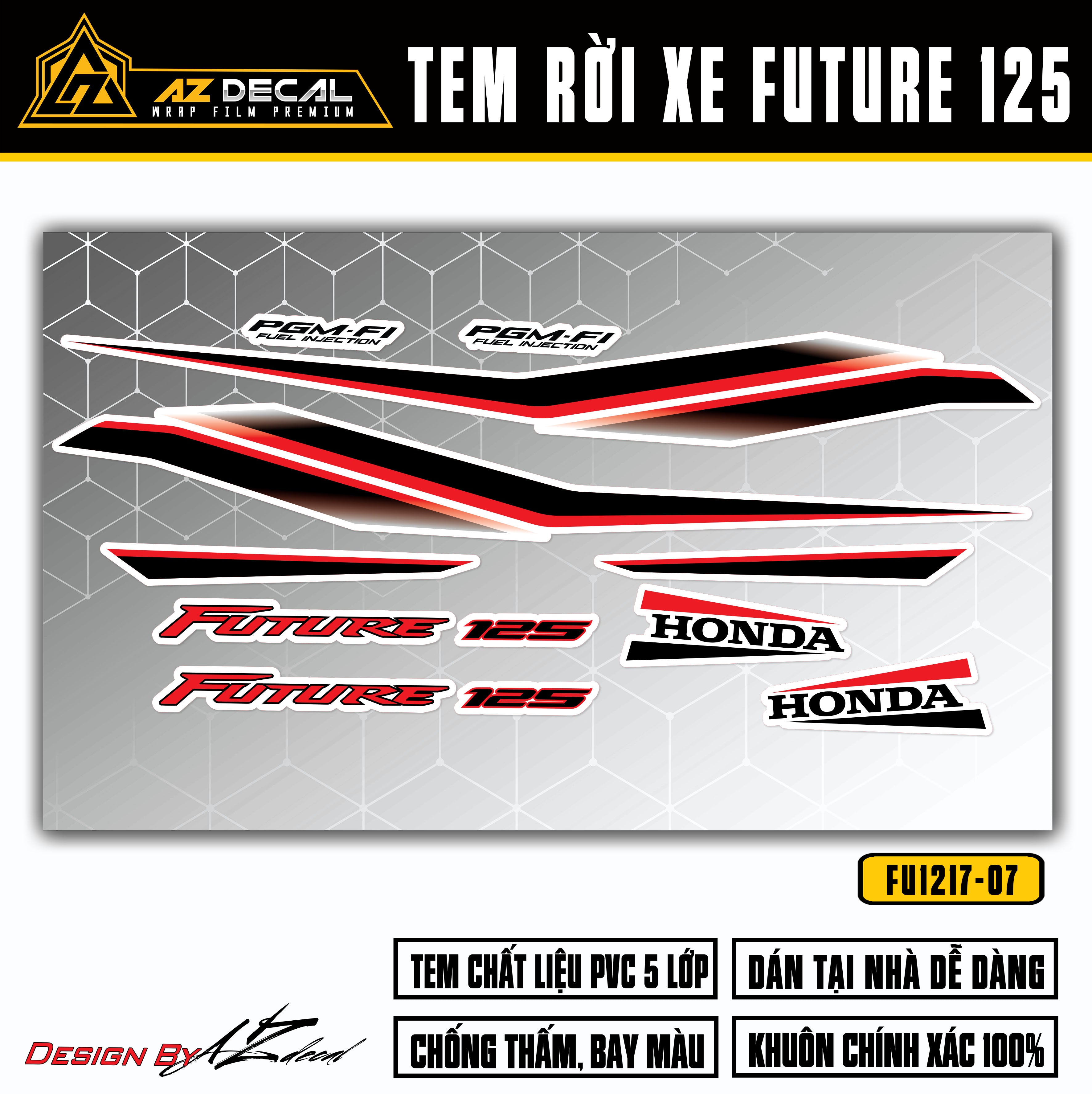 Dán decal xe Honda Future FI 125 màu đỏ đen nền trắng