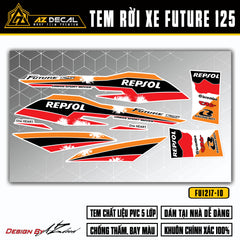 Tem rời Future 125 FI màu cam đen nền trắng mẫu Repsol