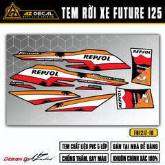 Tem xe Future 125 Fi mẫu Repsol cam trắng nền đen