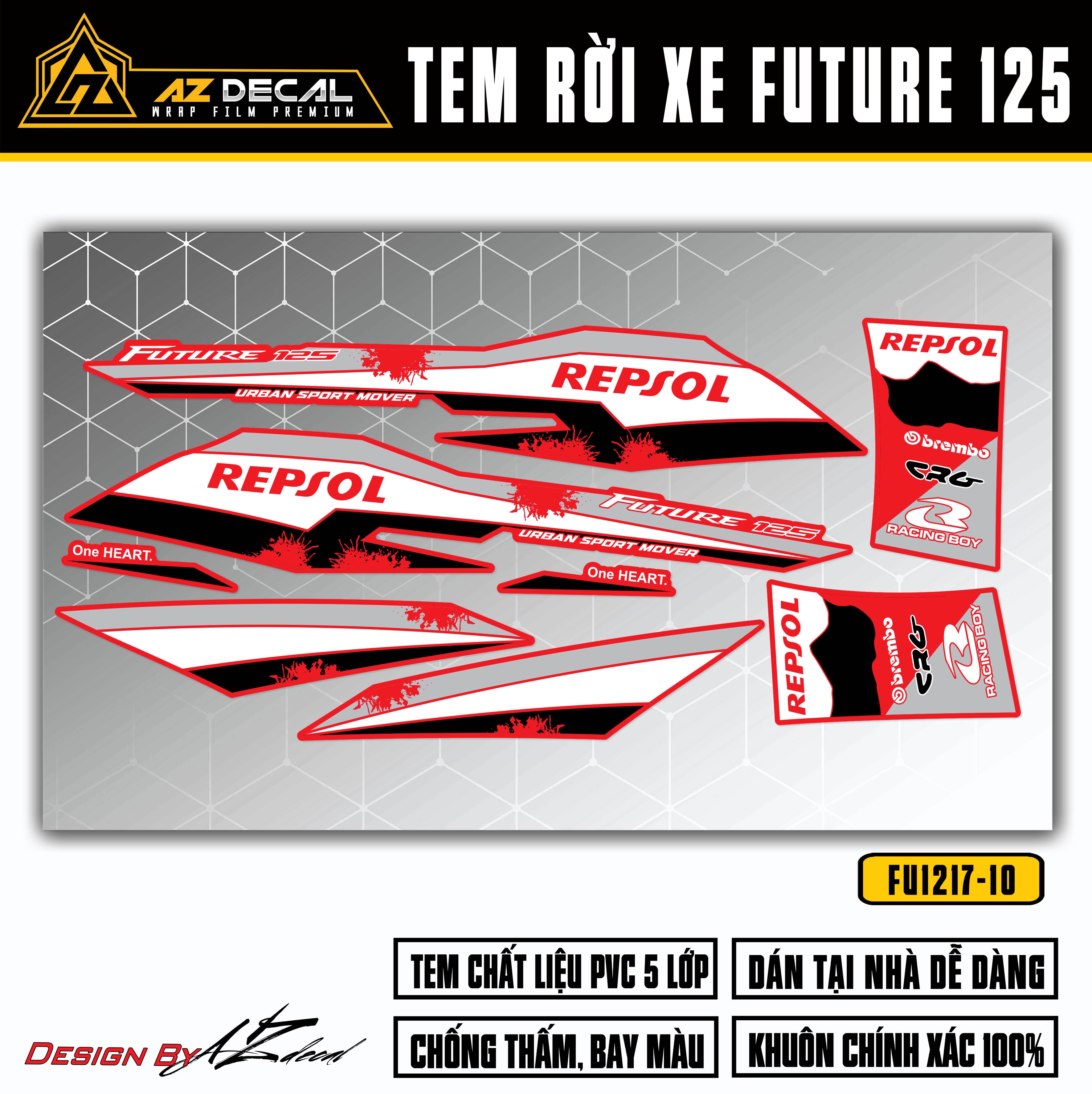 Tem Repsol dán xe Honda Future 125 FI đỏ