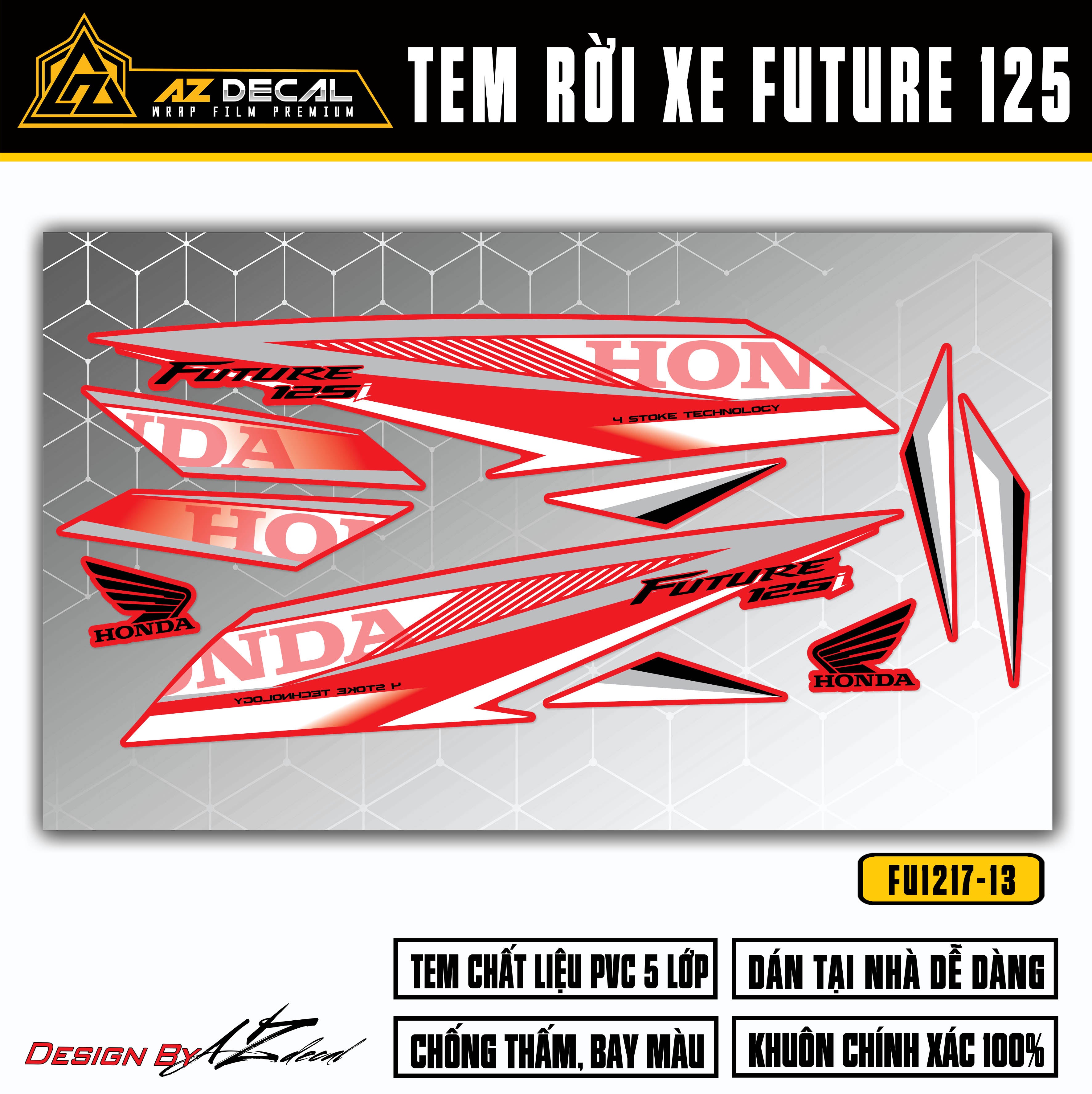 Dán decal xe Future 125 đỏ chữ Honda