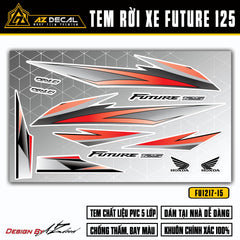 Tem xe Honda Future 125 FI màu xám đen nền trắng