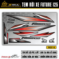 Tem xe Future FI 125 màu xám đỏ nền đen
