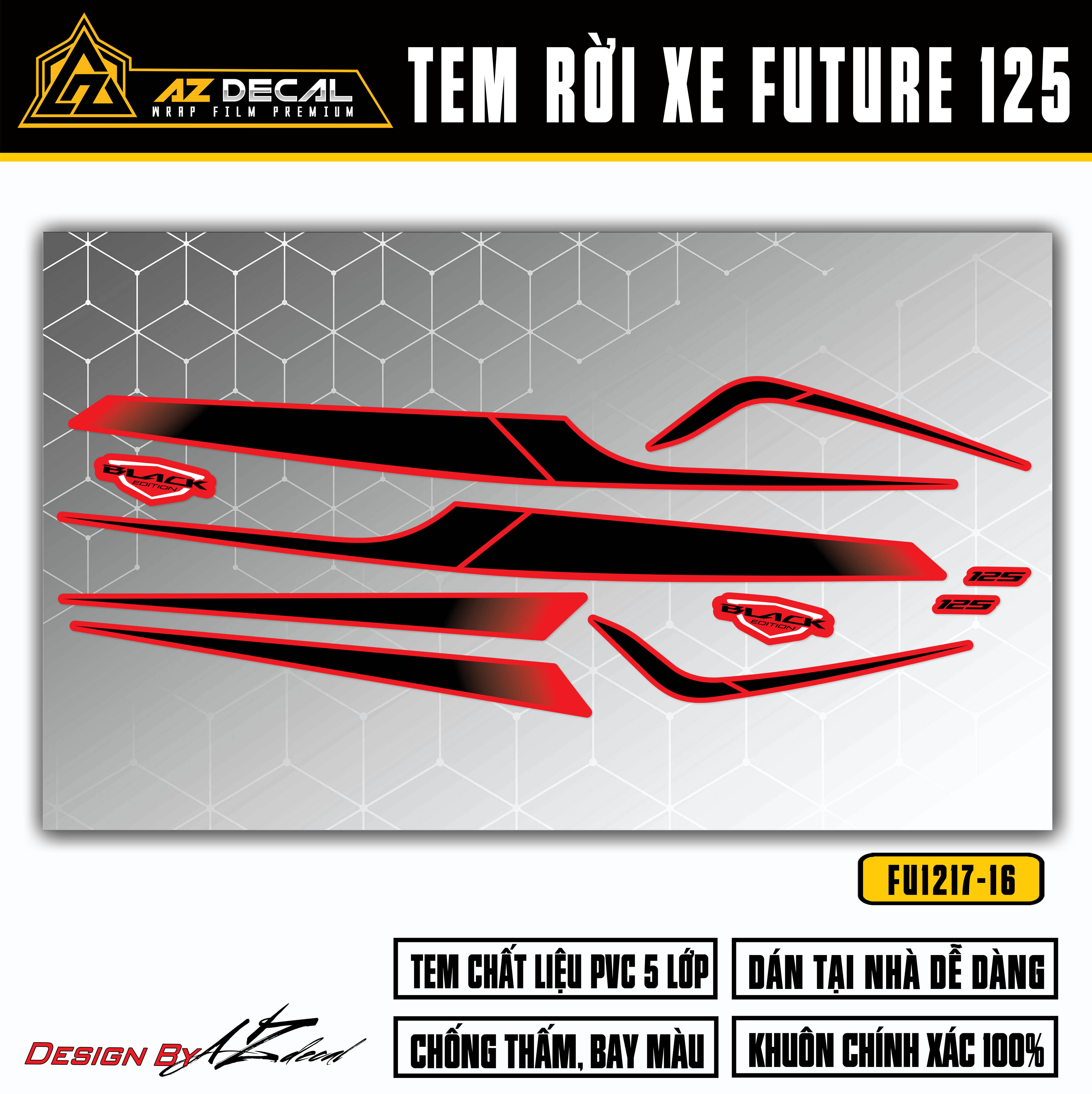 Tem xe Future 125 màu đỏ dán xe đỏ