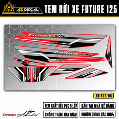 Dán decal xe Future 125 Fi màu xám đen nền đỏ