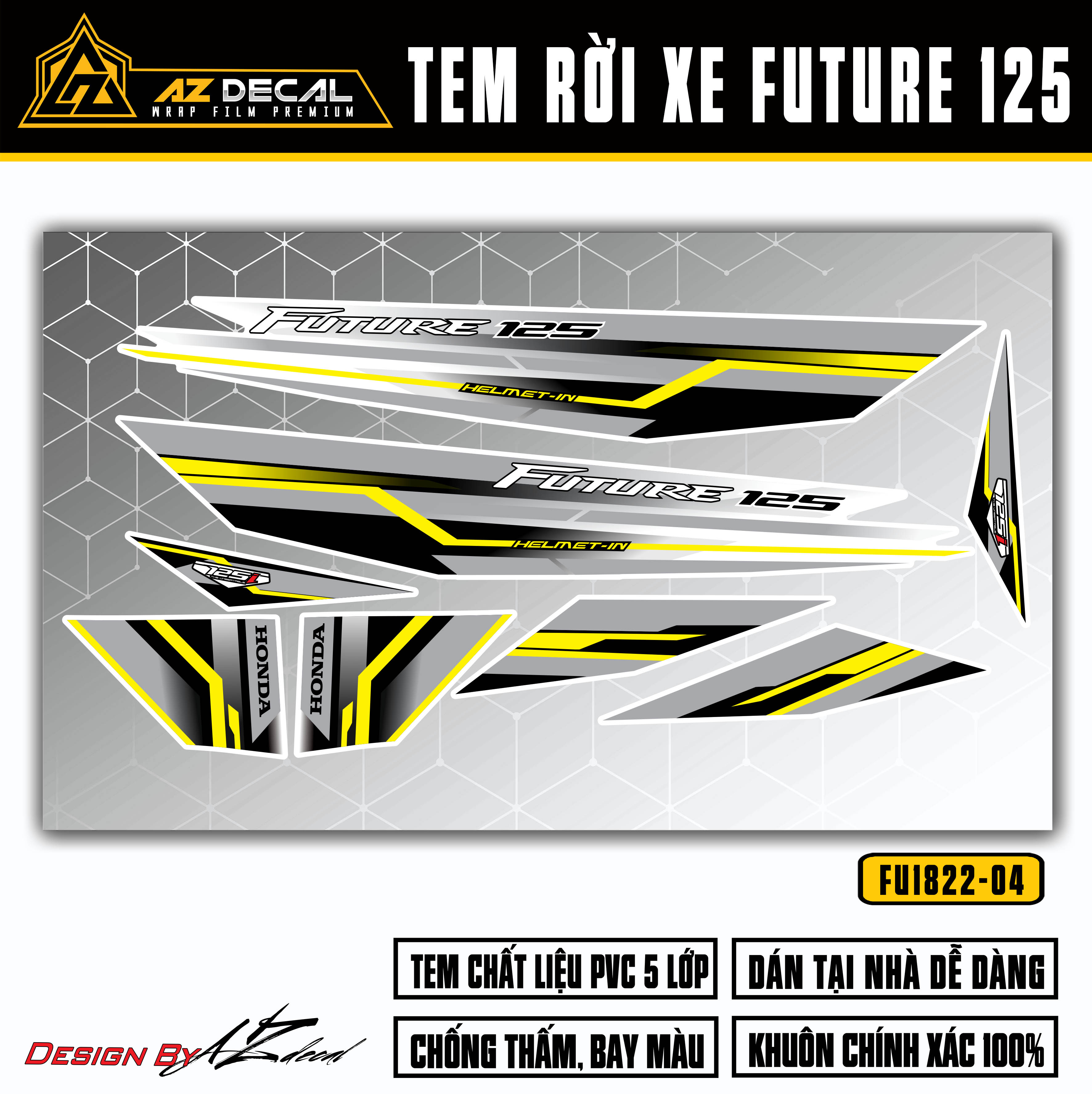 Tem xe Honda Future màu xám váng dán xe trắng