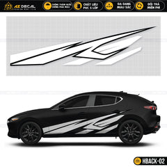 Tem dán sườn xe Hatchback màu trắng