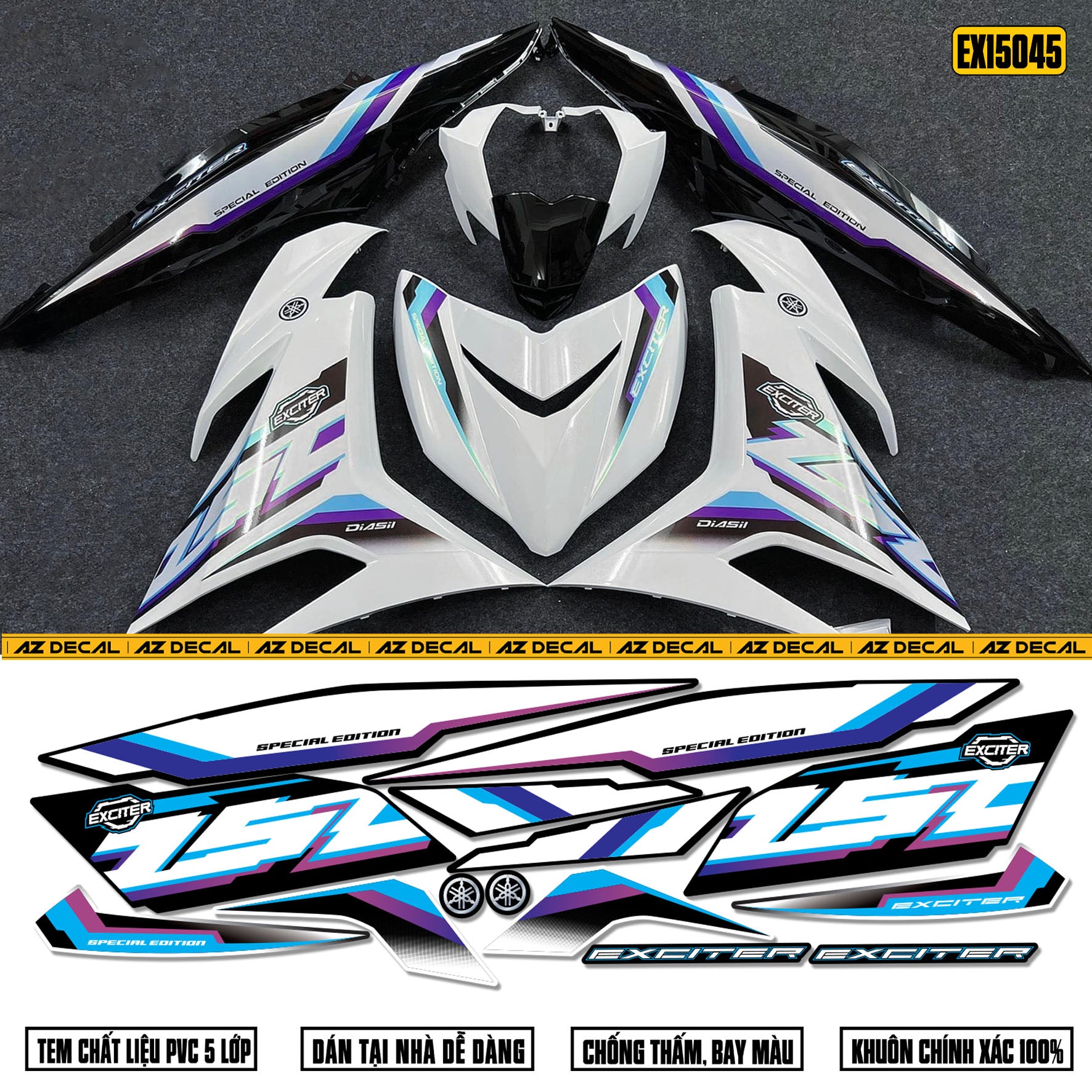 Ảnh chụp thực tế dán áo Ex 150 sau khi dán tem