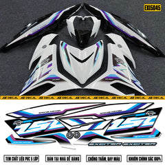 Ảnh chụp thực tế dán áo Ex 150 sau khi dán tem