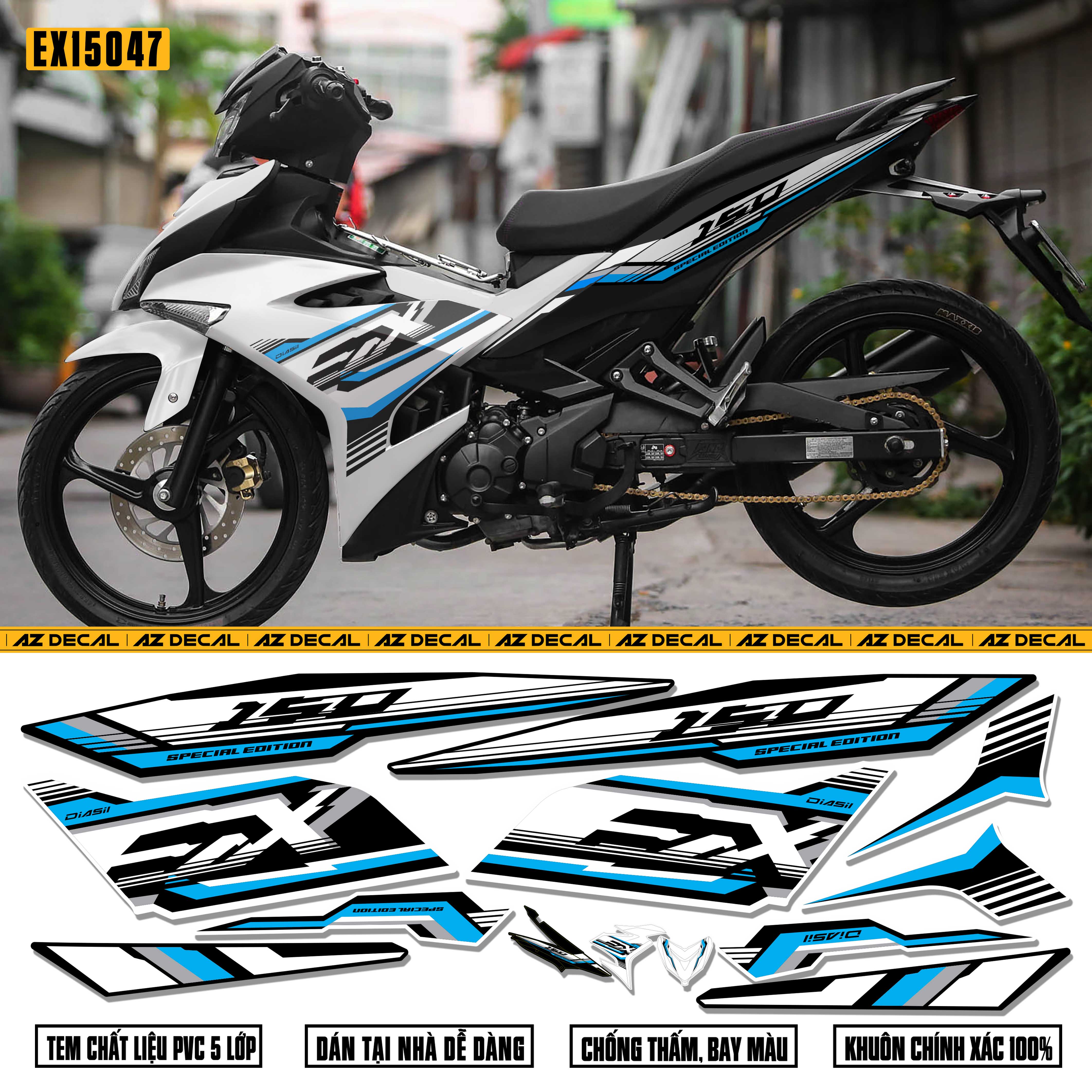 Ảnh thực tế tem xe Exciter 150 đẹp tại AZDECAL