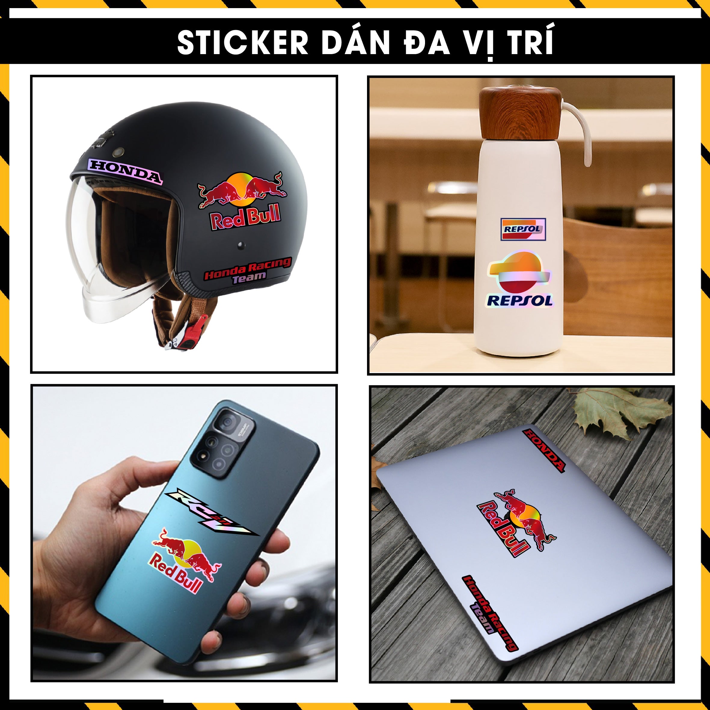 Sticker Dán Ô Tô, Xe Máy, Xe Điện, Xe Đạp, Mũ Bảo Hiểm | Hãng Xe Hologram - Honda