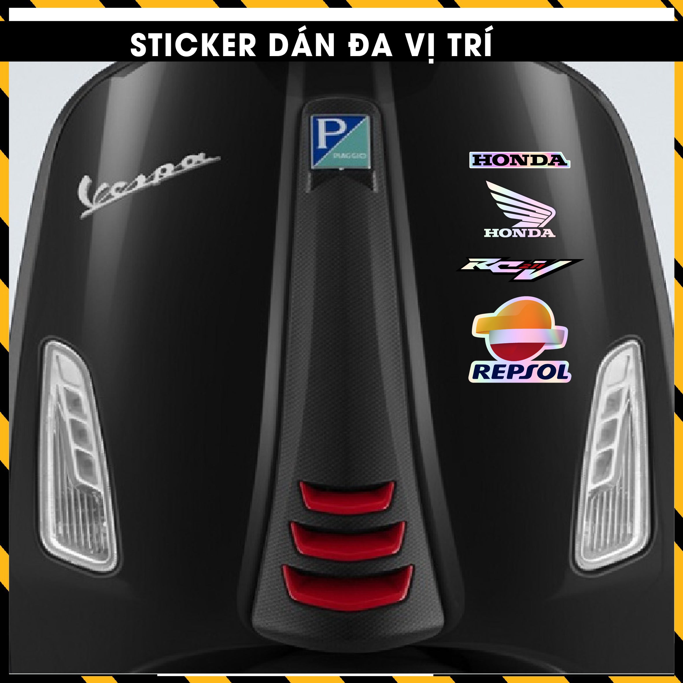 Sticker Dán Ô Tô, Xe Máy, Xe Điện, Xe Đạp, Mũ Bảo Hiểm | Hãng Xe Hologram - Honda