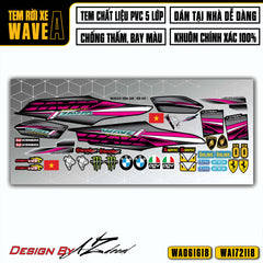 Chi tiết mẫu tem Wave Alpha màu Hồng Xám (nền Đen)