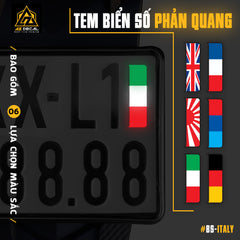 Tem phản quang dán biển số xe máy cờ Italy