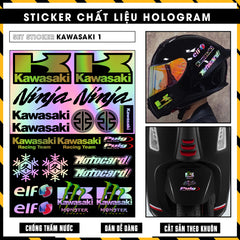 Sticker Dán Ô Tô, Xe Máy, Xe Điện, Xe Đạp, Mũ Bảo Hiểm | Hãng Xe Hologram - Kawasaki