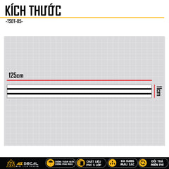 Kích thước mẫu tem dán sườn xe ô tô sọc kẻ tinh tế