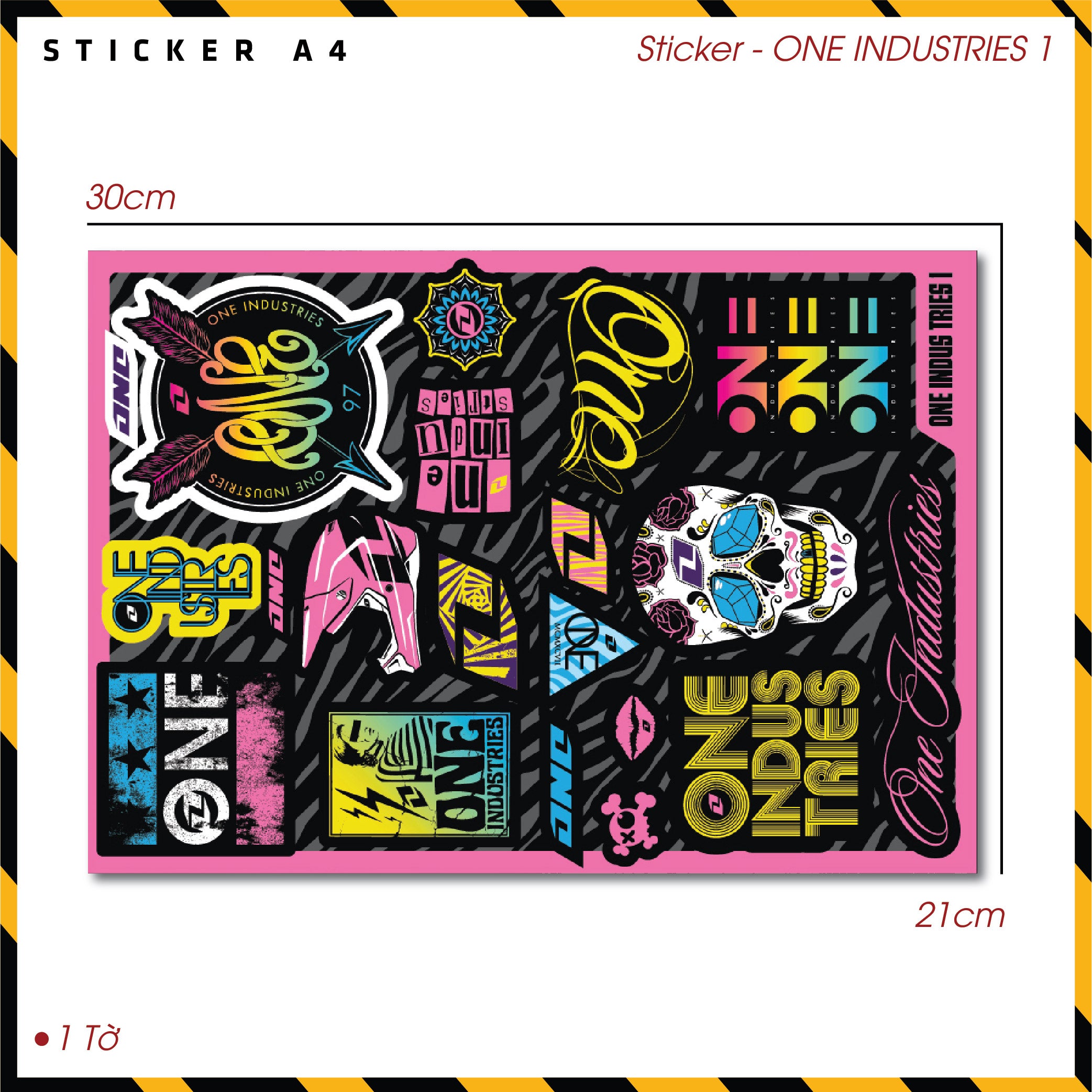 Sticker Dán Ô Tô, Xe Máy, Xe Điện, Xe Đạp, Mũ Bảo Hiểm | SET Trang Trí ONE INDUS TRIES 1