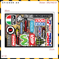 Sticker Dán Ô Tô, Xe Máy, Xe Điện, Xe Đạp, Mũ Bảo Hiểm | SET Trang Trí RACYNG 01