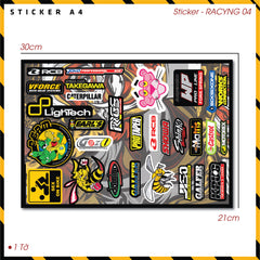 Sticker Dán Ô Tô, Xe Máy, Xe Điện, Xe Đạp, Mũ Bảo Hiểm | SET Trang Trí RACYNG 04