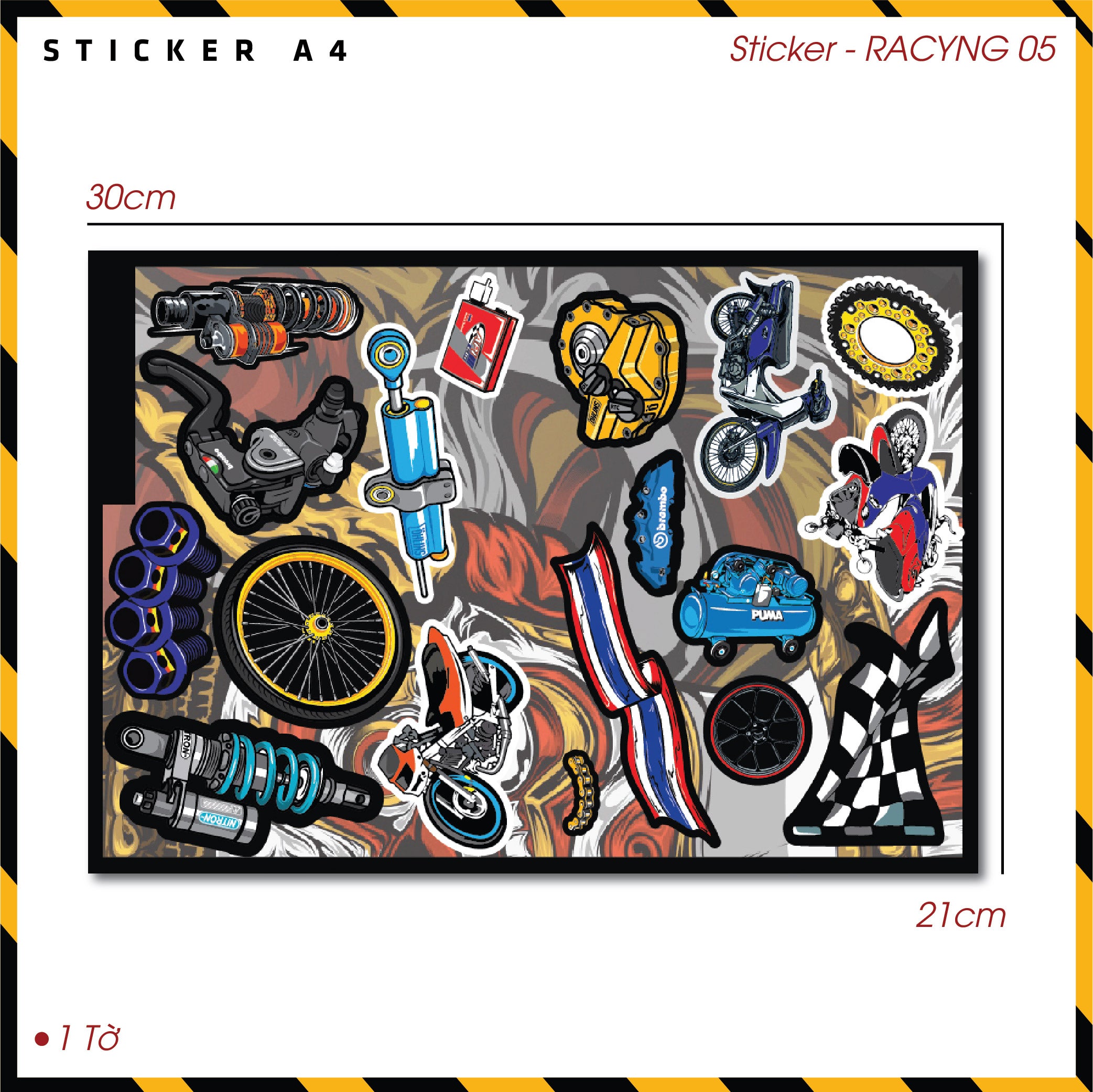 Sticker Dán Ô Tô, Xe Máy, Xe Điện, Xe Đạp, Mũ Bảo Hiểm | SET Trang Trí RACYNG 05