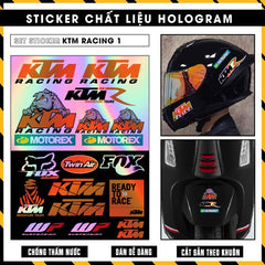 Sticker Dán Ô Tô, Xe Máy, Xe Điện, Xe Đạp, Mũ Bảo Hiểm | Hãng Xe Hologram - KTM RACING