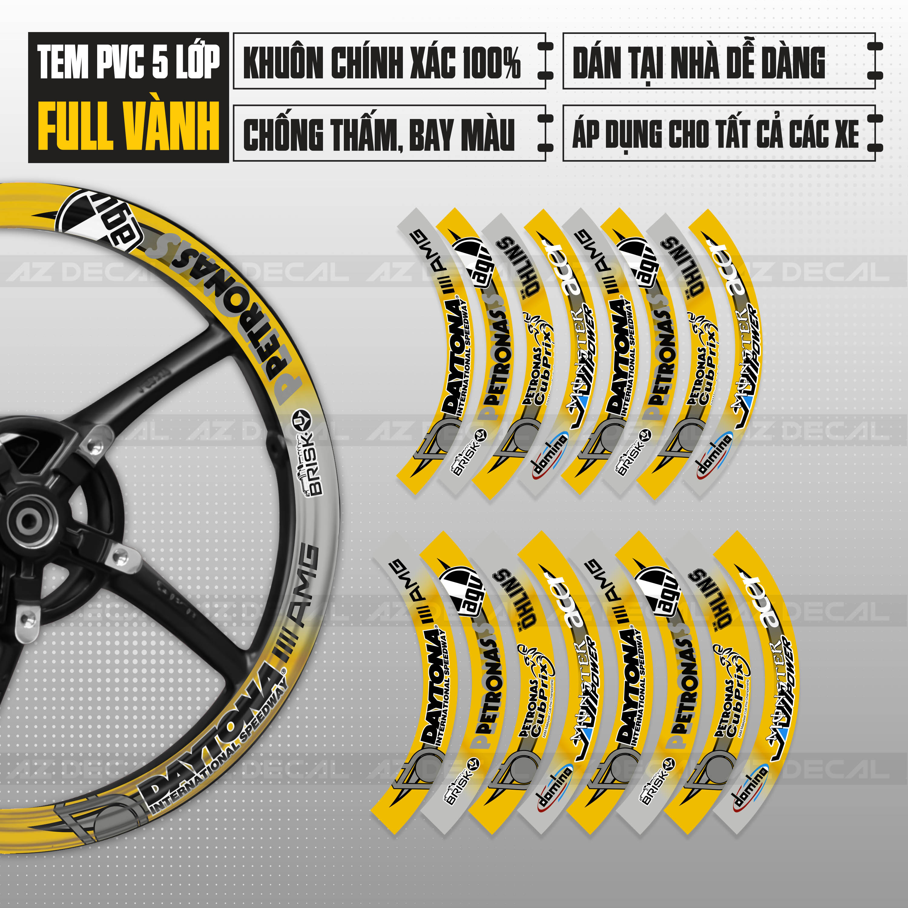Tem Dán Vành Daytona AMG màu vàng