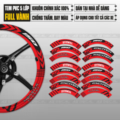 Tem dán vành Yamaha Monster cho Exciter - Đỏ