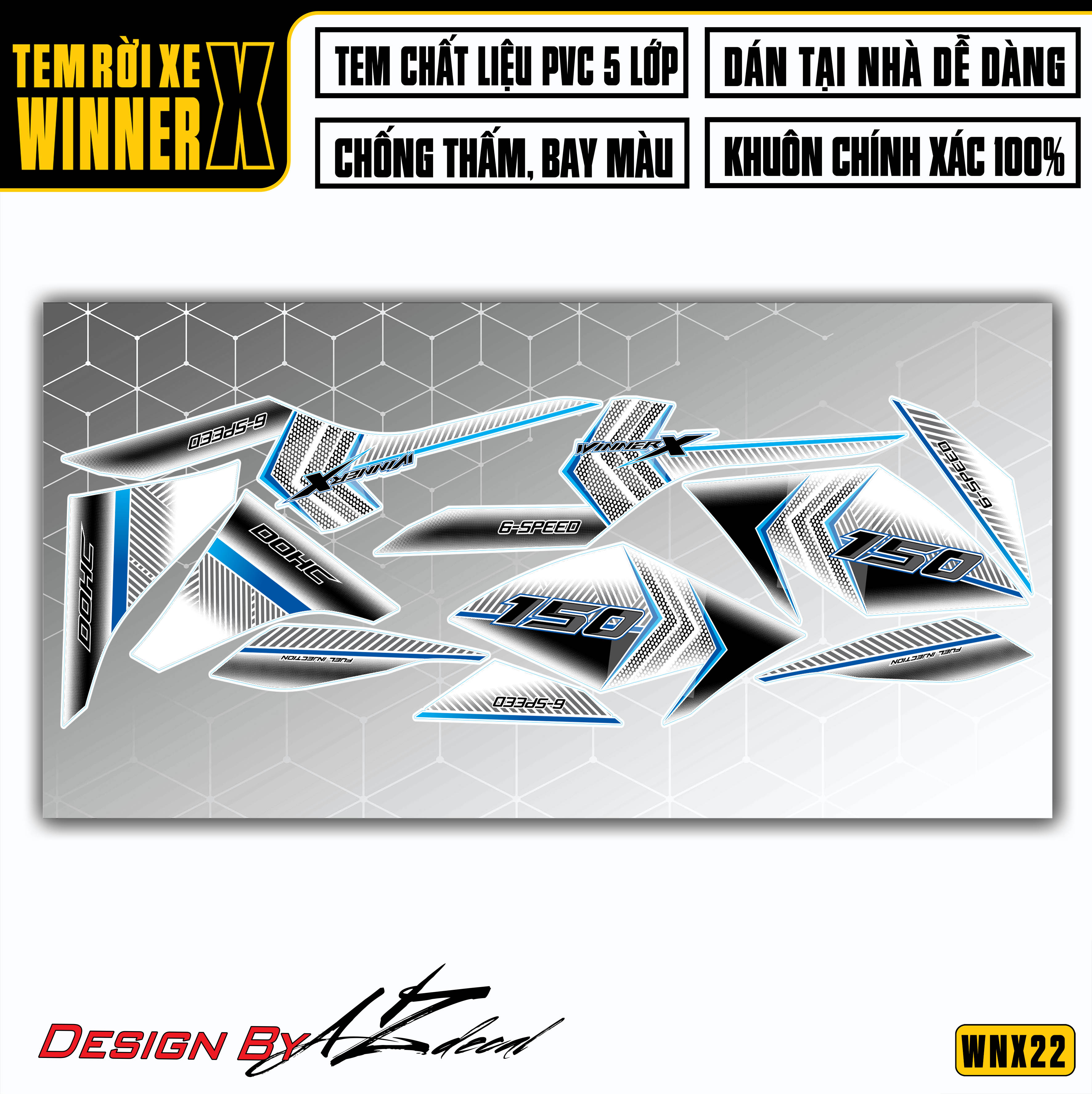 Tem Xe Winner X | WNX22 | Trắng Xanh