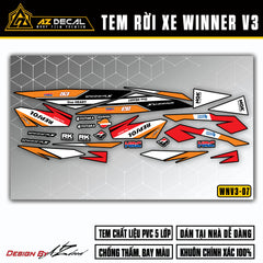 Chi tiết mẫu tem rời Winner v3 đẹp phong cách Repsol cho xe đen