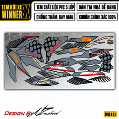 Tem Xe Winner X Xám Đỏ Phong Cách Firelli