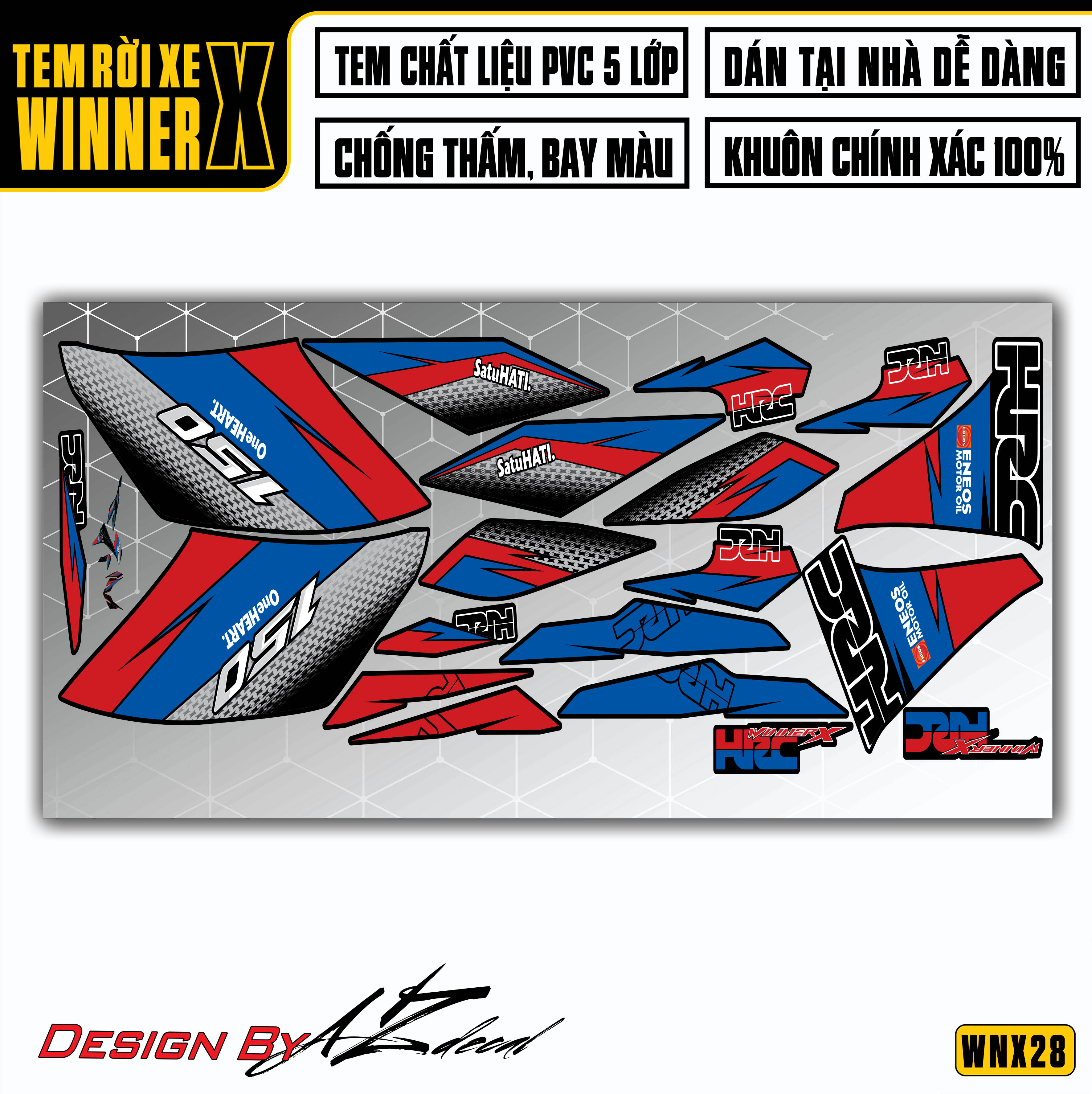 Tem xe Winner X Nền Đen mẫu HRC