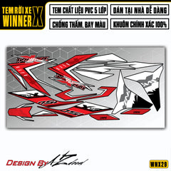 Tem xe Winner X Trắng Đỏ (Nền Đen)