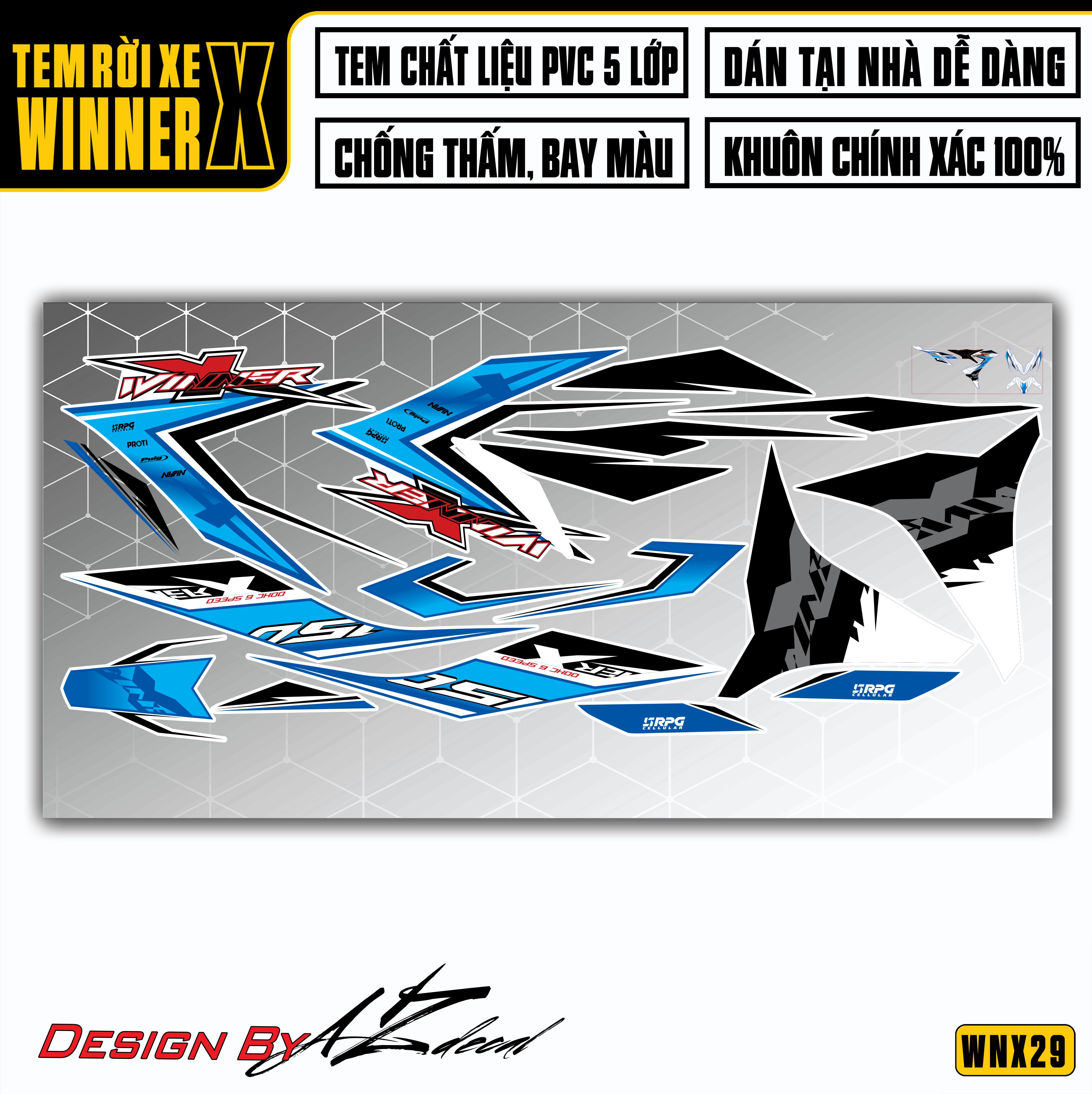 Tem xe Winner X Xanh (Nền Trắng)