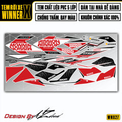 Tem xe Winner X Đỏ Đen - Mẫu Mission