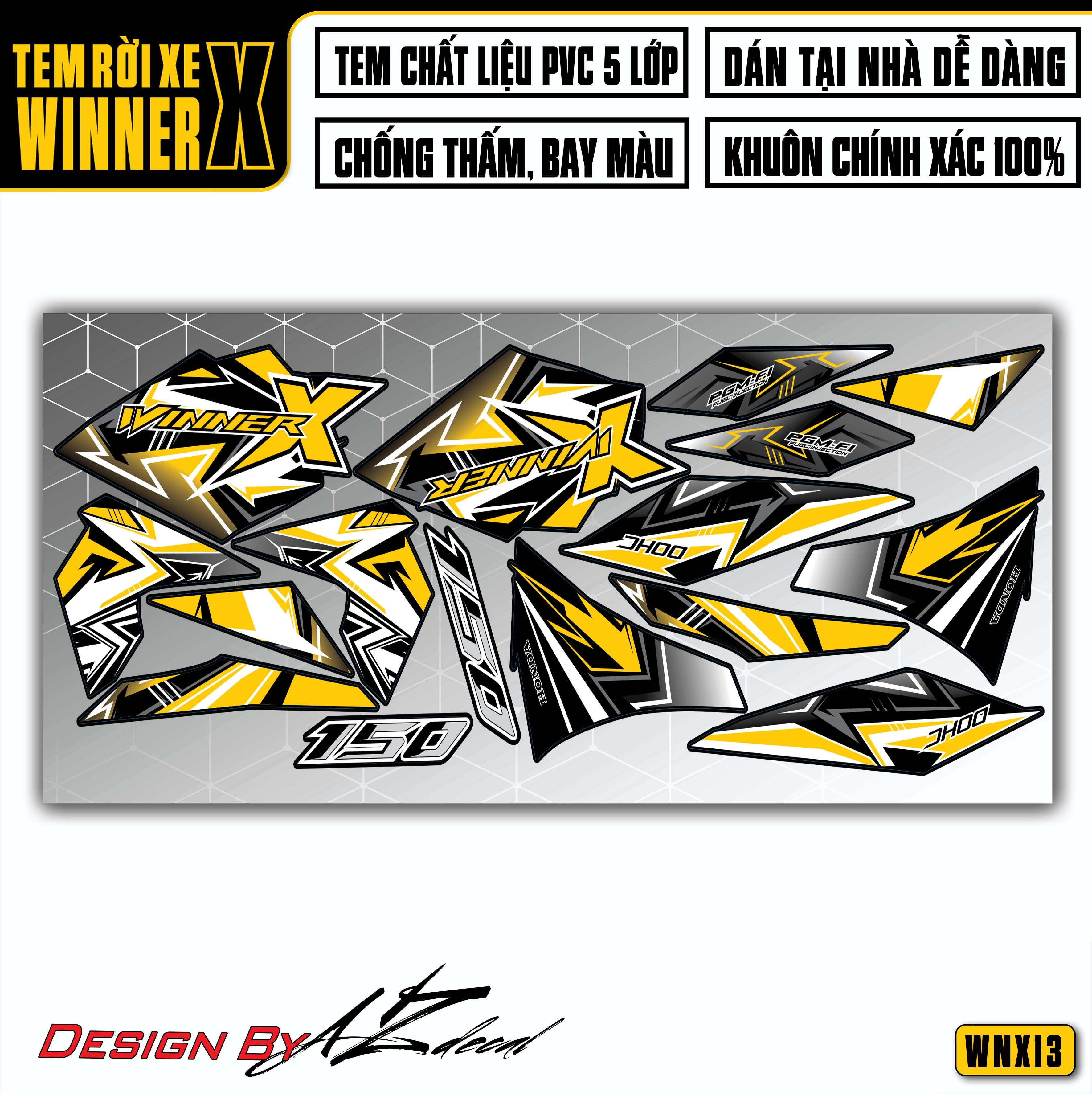 Tem Xe Winner X | WNX13 | JHOO 3D Vàng