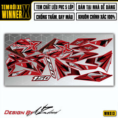 Tem Xe Winner X | WNX13 | JHOO 3D đỏ đen
